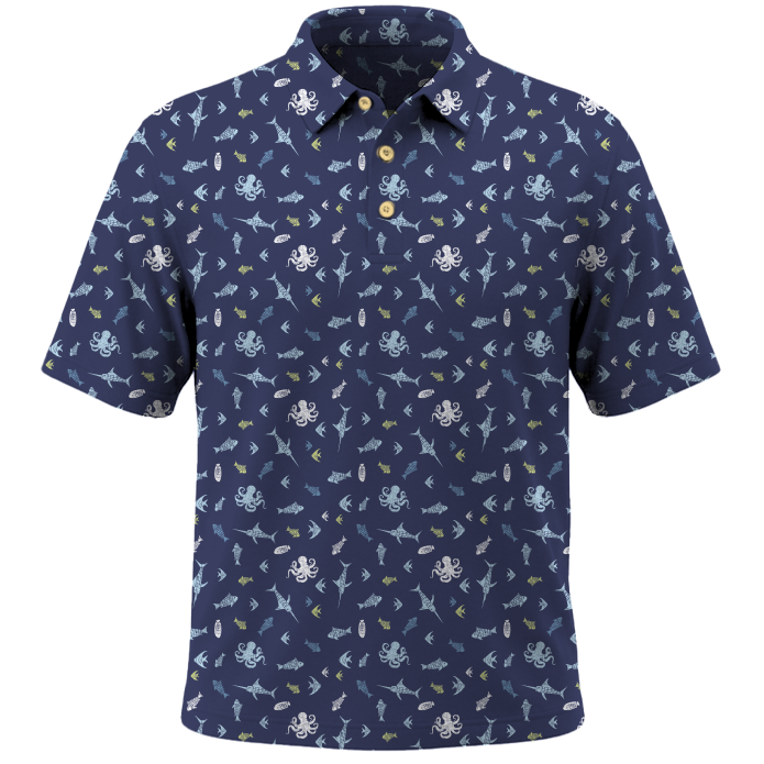 Men's Coastal Polo Fish Frenzy